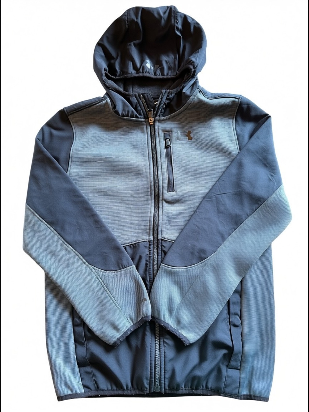 Under Armour ColdGear Hoodie Youth Large Blue Full Zip Athletic Jacket